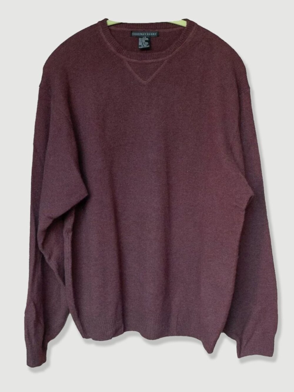 Geoffrey Beene Classic Cashmere Sweater Burgundy Wool Blend Thin Knit Pull On